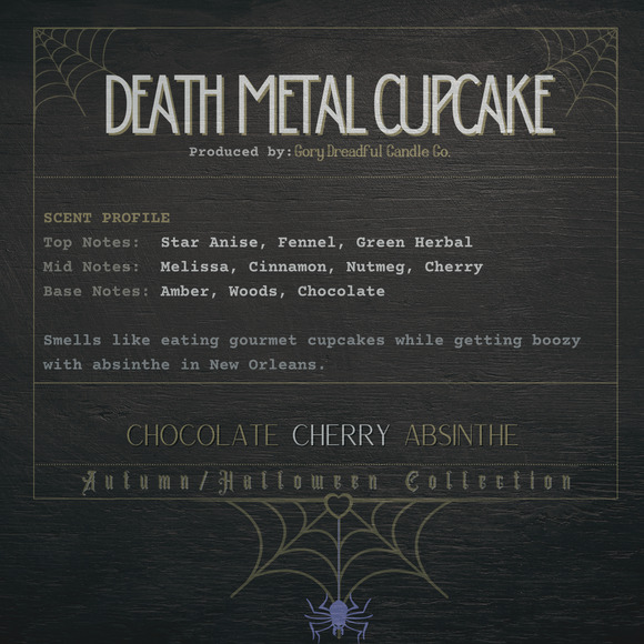 Death Metal Cupcake Wax Melt Brittle: Chocolate Cherry Absinthe Scent - Picture 2 of 10